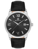 Bigotti Stainless Steel Black Dial Calendar Watch Black Leather Strap | BG.1.10590-2