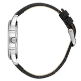 Bigotti Stainless Steel Black Dial Calendar Watch Black Leather Strap | BG.1.10590-2