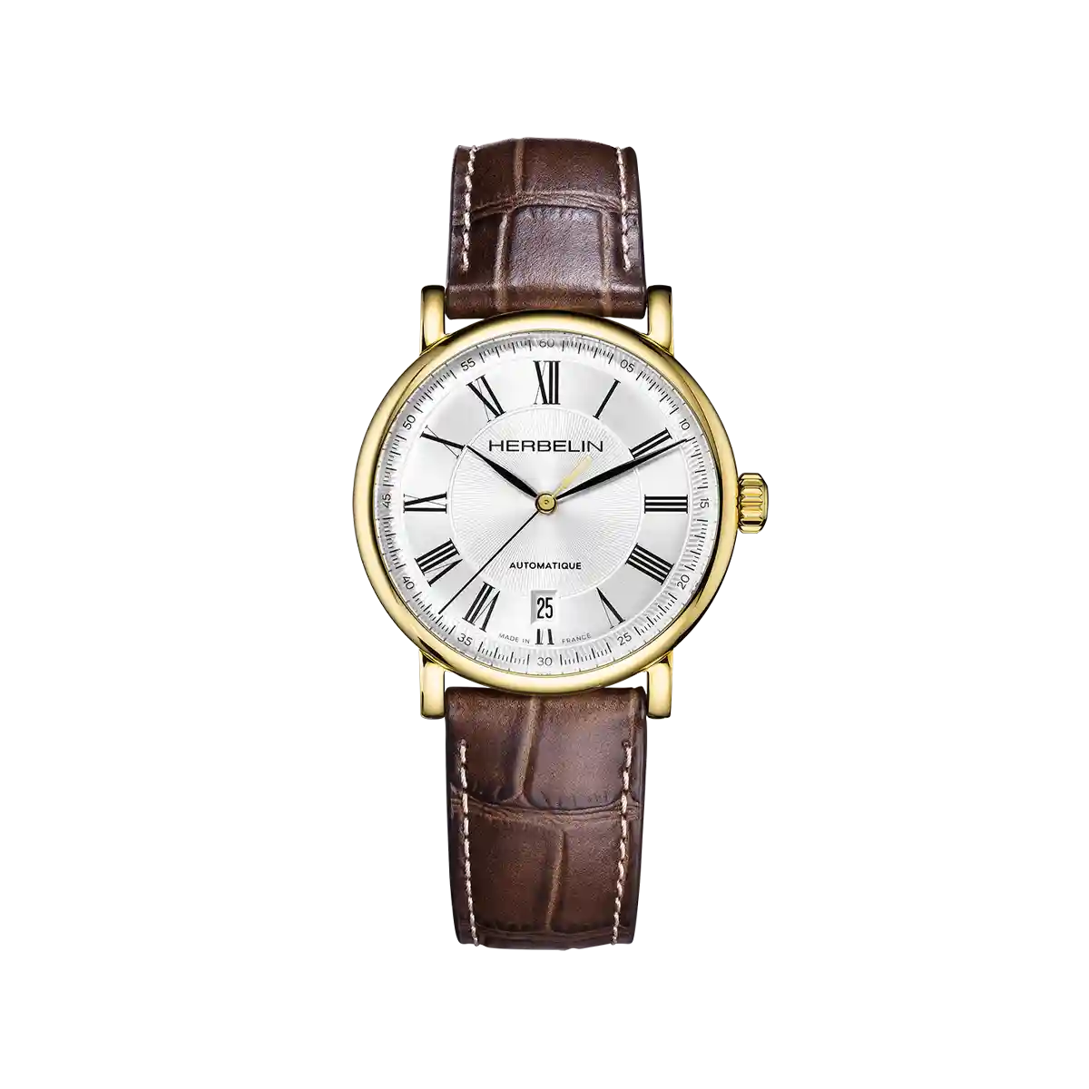 Herbelin Inspiration Automatic Steel Gold PVD Black Leather Unisex Watch | 2047P08MA