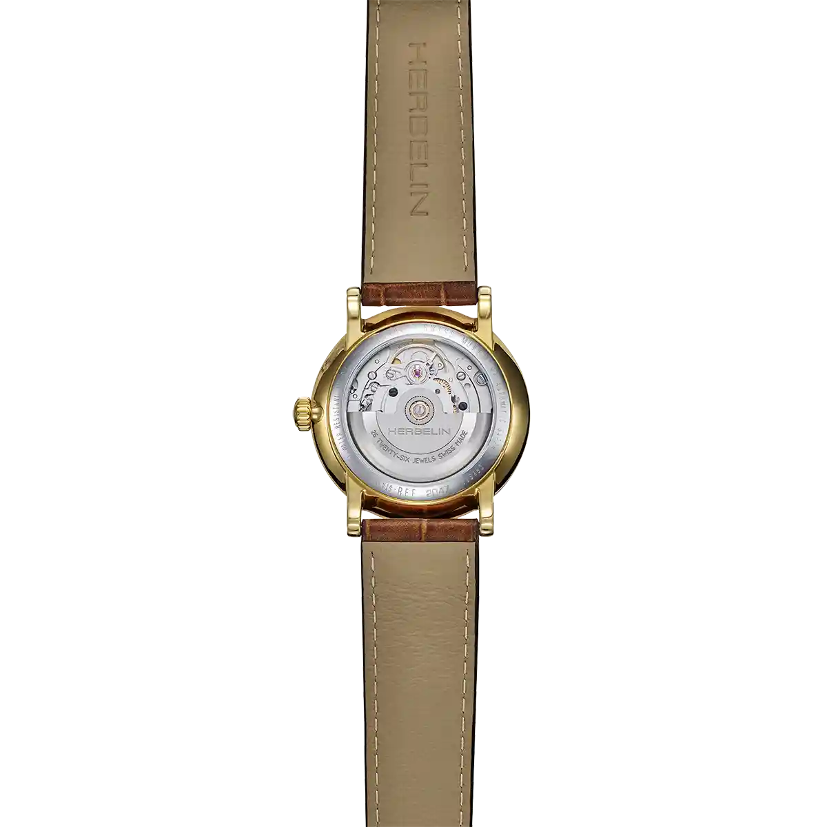 Herbelin Inspiration Automatic Steel Gold PVD Black Leather Unisex Watch | 2047P08MA