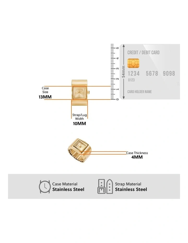 Michael Kors Darrington Gold-Tone Stainless Steel Strap Women's Ring Watch | MK4883