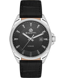 Bigotti Stainless Steel Black Dial Calendar Batons Black Leather Strap Men's Watch | BG.1.10486-1