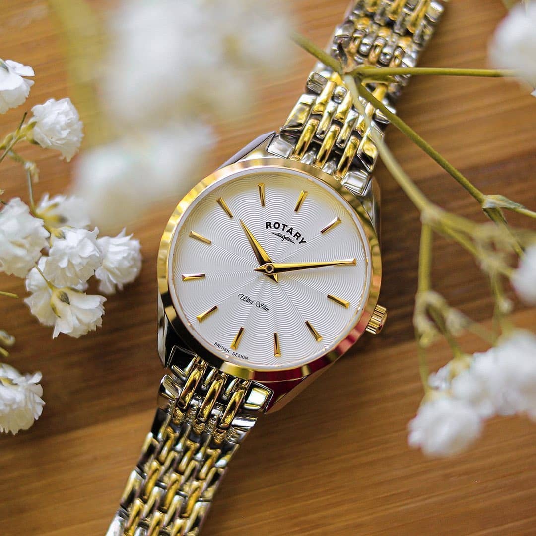 Rotary Ultra Slim Quartz Two Tone Women's Dress Watch | LB08011/04