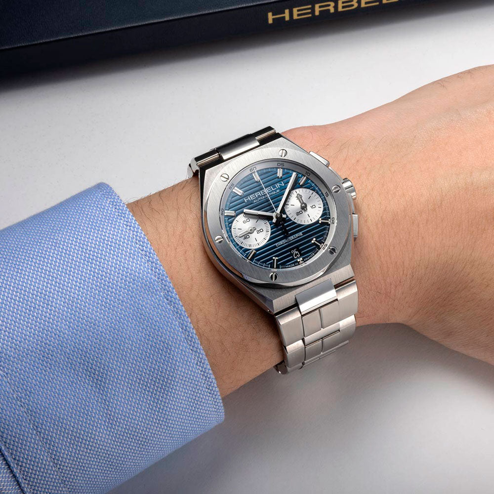 Herbelin Cap Camarat Chronograph Automatic Blue Dial Stainless Steel Men Watch | 245B25