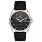 Bigotti Stainless Steel Black Dial Calendar Batons Black Leather Strap Men's Watch | BG.1.10486-1