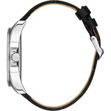 Bigotti Stainless Steel Black Dial Calendar Batons Black Leather Strap Men's Watch | BG.1.10486-1