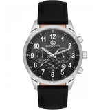 Bigotti Stainless Steel Black Multi-Dial Calendar Black Leather Strap | BG.1.10507-1