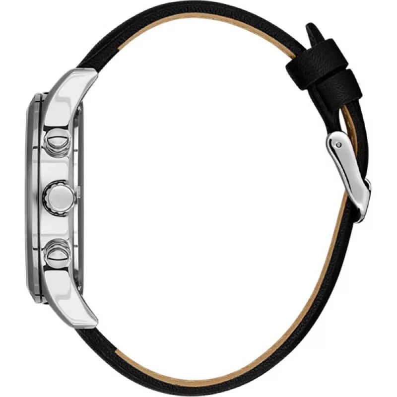 Bigotti Stainless Steel Black Multi-Dial Calendar Black Leather Strap | BG.1.10507-1