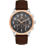 Bigotti Rose Gold Grey Multi-Dial Calendar Brown Leather Men's Watch | BG.1.10507-5
