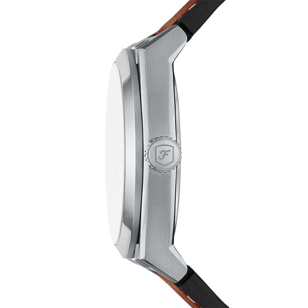 Fossil Everett Blue Dial Three Hand Date Brown Leather Men's Watch | FS6115