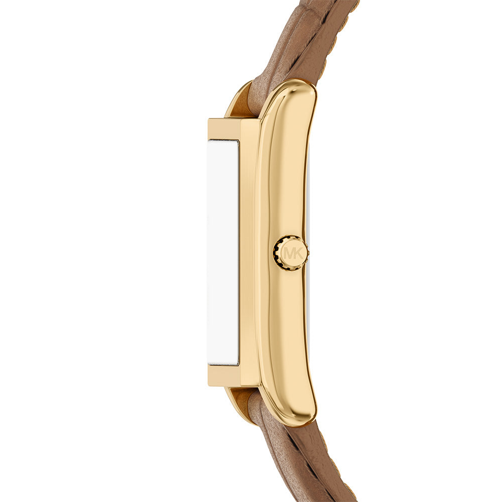 Michael Kors Essex Gold Dial and Brown Leather Strap 26mm Women's Watch | MK7584