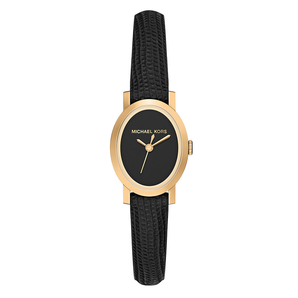 Michael Kors Maude Black Dial and Black Leather Strap 21mm Women's Watch | MK7585