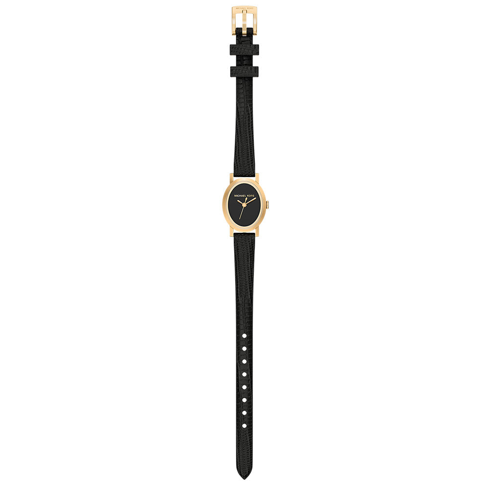 Michael Kors Maude Black Dial and Black Leather Strap 21mm Women's Watch | MK7585