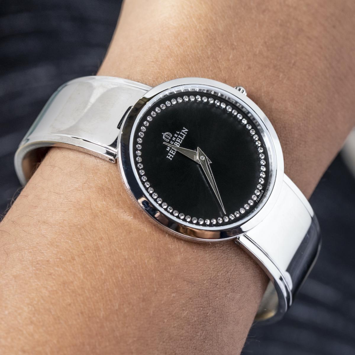 HERBELIN M-Band Two-Tone Stainless Steel Black Dial Women's Watch | 17082/B64