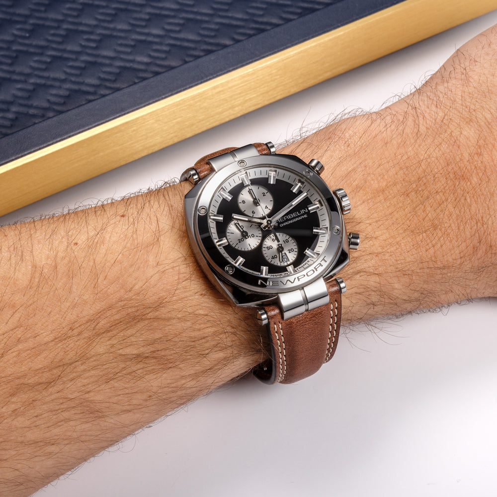 Herbelin Newport Héritage Chronograph Black Dial Men's Watch | 35664AP24B