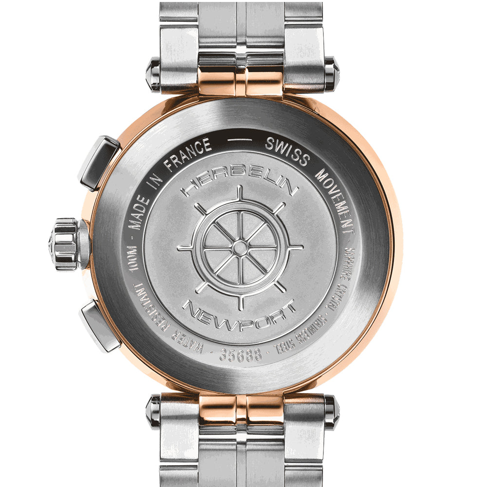 Herbelin Newport Two-Tone Swiss Quartz Chronograph Diamond Mother of Pearl Women's Watch | 35688/BTR89