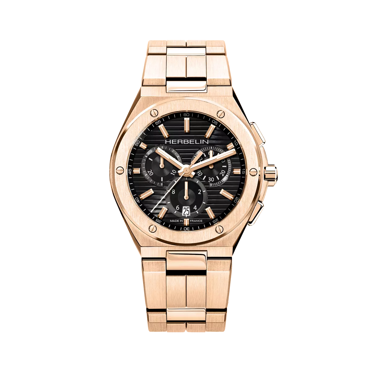 Herbelin Cap Camarat Black Dial Rose Gold Stainless Steel Men’s Watch | 37645BPR14