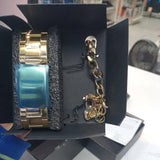 Hallmark IPG Box Set Black Dial RG Hands IPG Bracelet Men's Watch Set | HBSM4060