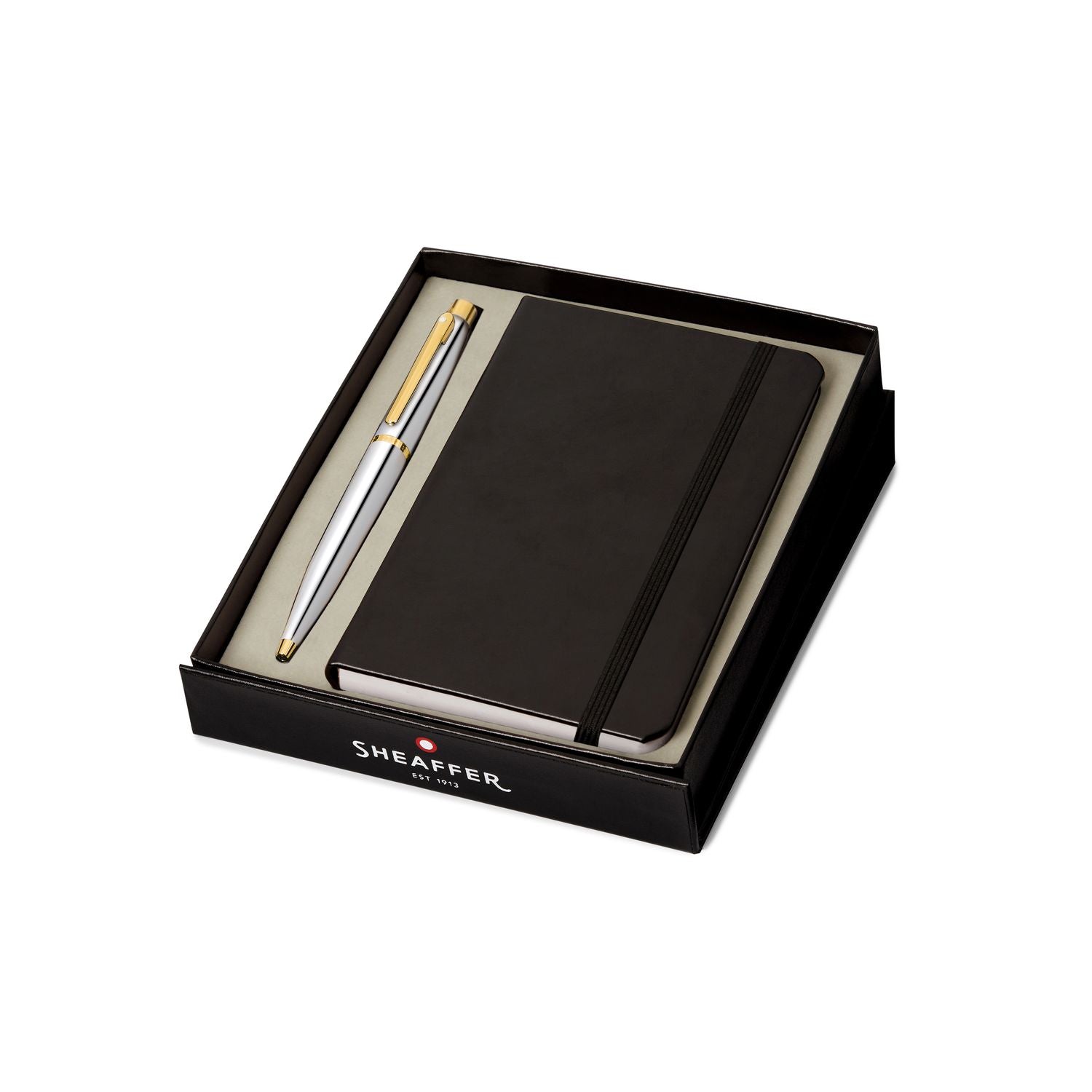 Sheaffer Polished Chrome with gold plated trims VFM Ballpoint Pen with Small Notebook Gift Set | G2942251-4