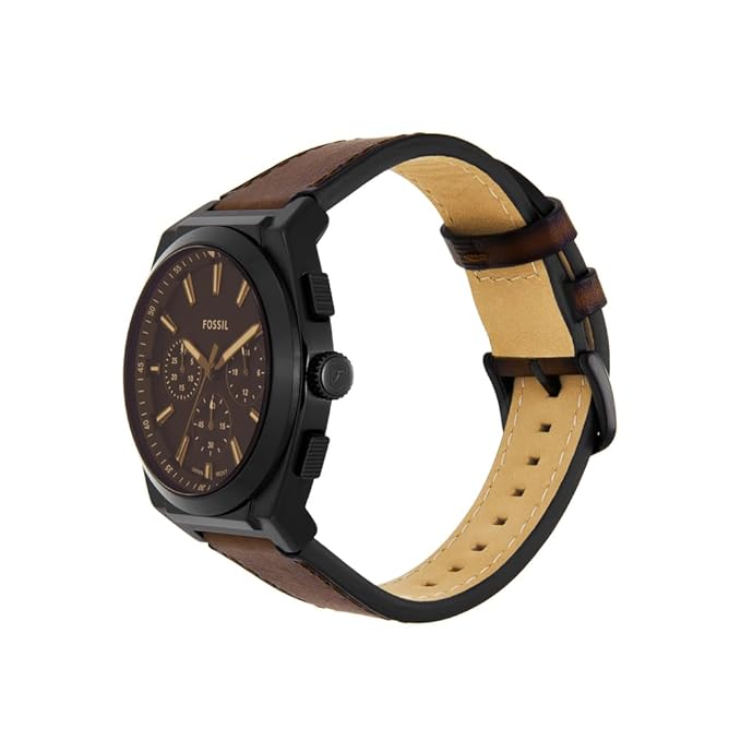 Fossil Everett Brown Quartz Leather Dark Brown Dial Analog Men's Watch | FS6108