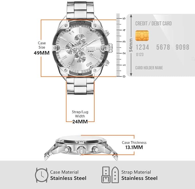 Diesel Spiked Stainless Steel Silver Men's Dress Watch | DZ4677