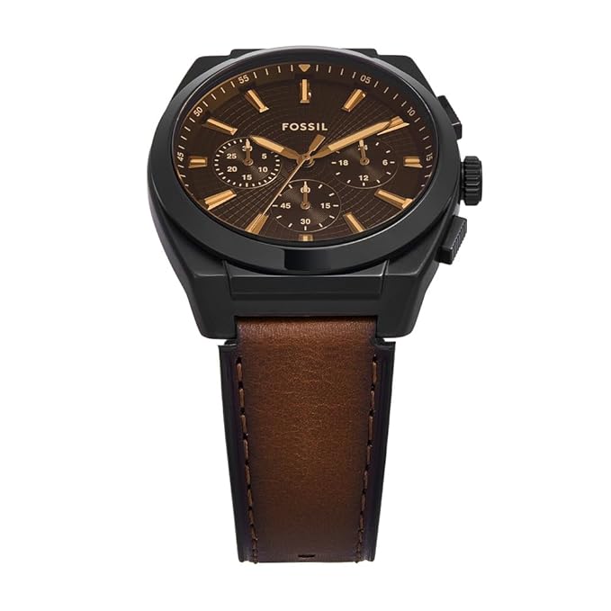 Fossil Everett Brown Quartz Leather Dark Brown Dial Analog Men's Watch | FS6108