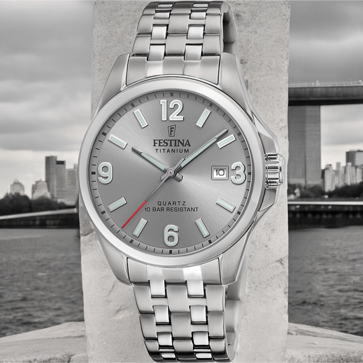 Festina Titanium Quartz Silver Dial Lumi Indices Titanium Men's Watch | F20696/2