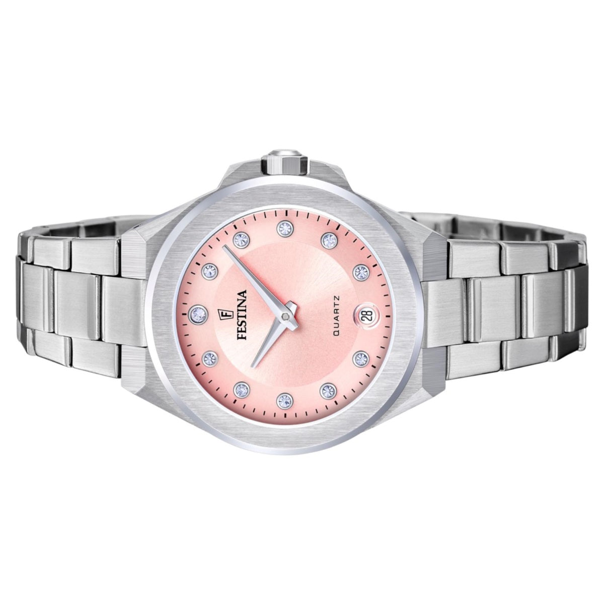 Festina Mademoiselle Quartz Pink Dial Embellished Indicies Stainless Steel Women's Watch | F20700/2