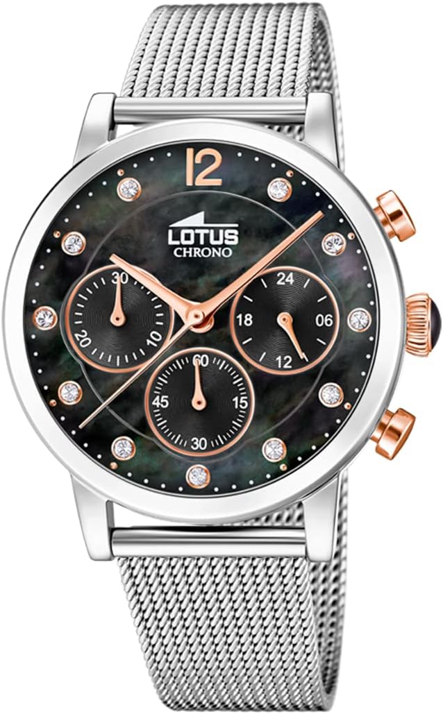 Lotus Silver Black Chronograph Womens Watch |18676/4