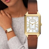 Fossil Raquel Three-Hand Medium Brown LiteHide Leather Woman's Watch | ES5307