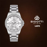 Bigotti Stainless Steel Watch Silver Dial Stones on Bezel | BG.1.10453-1