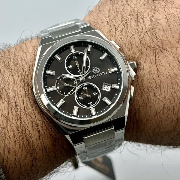 Bigotti Black Multi-Dial Calendar Stainless Steel Men's Watch | BG.1.10574-2
