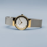 Bering Classic Polished Gold & Silver 26mm dial Silver Mesh Women's Watch | 10126-001