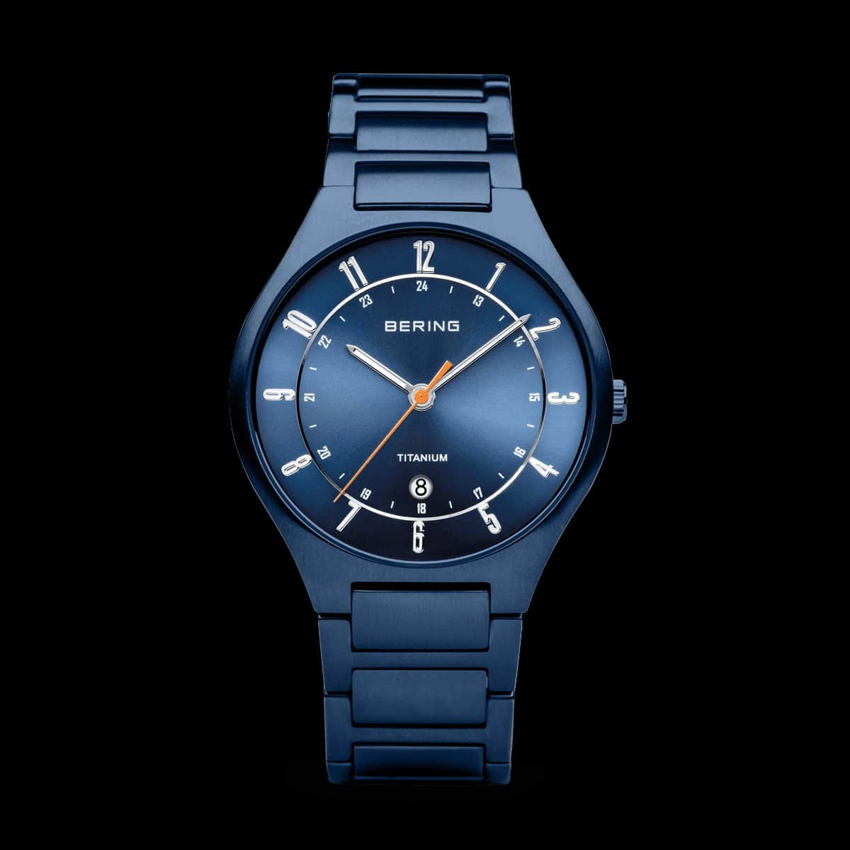 Bering Titanium Blue Dial Calendar Blue Titanium Men's Watch | 15139-797