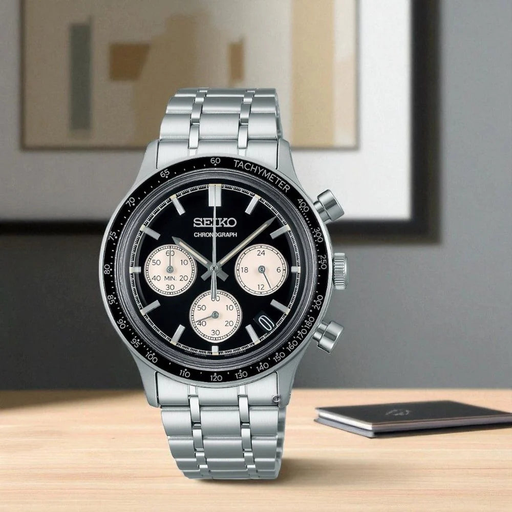 Seiko Sport Quartz Chronograph Black Dial Steel Men's Watch | SSB479P1