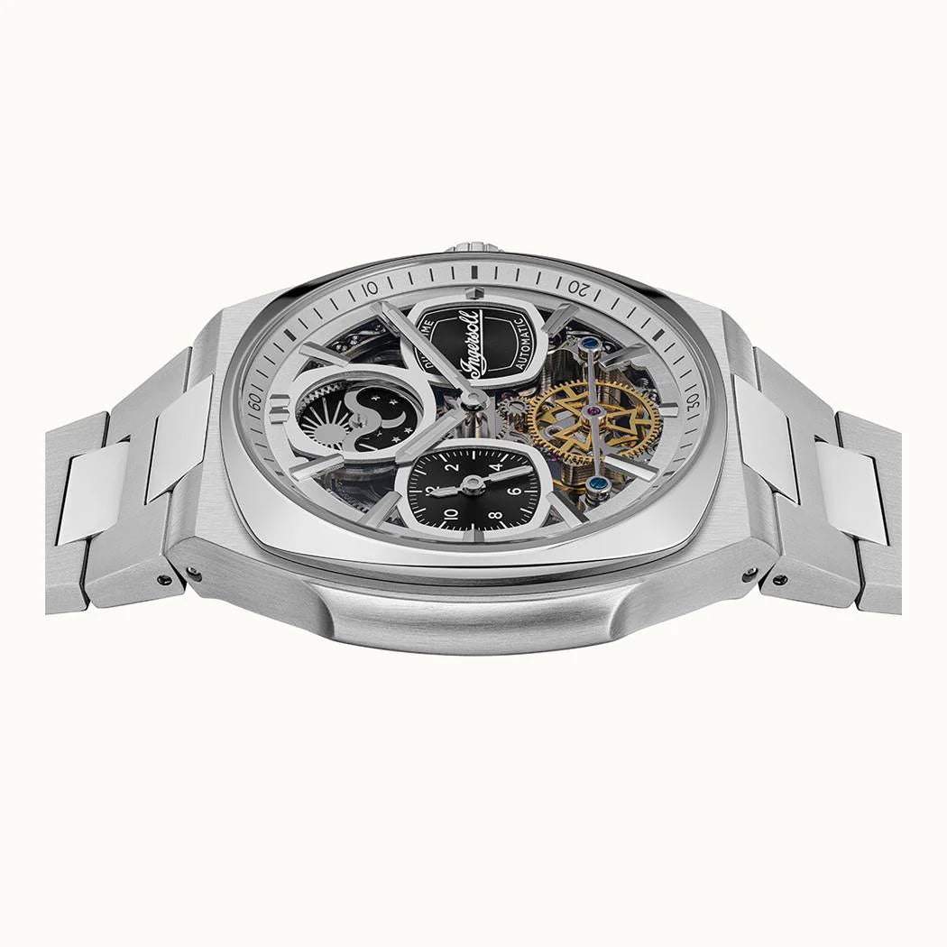 Ingersoll The Spirit Black Skeleton Automatic Dial Stainless Steel Men's Watch | I15802