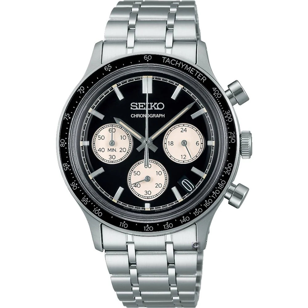Seiko Sport Quartz Chronograph Black Dial Steel Men's Watch | SSB479P1