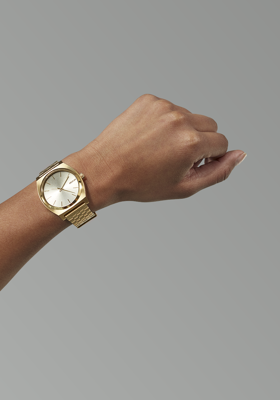 NIXON Time Teller Light Gold Dial and Vintage White Steel Bracelet 36mm Unisex Watch - view 5