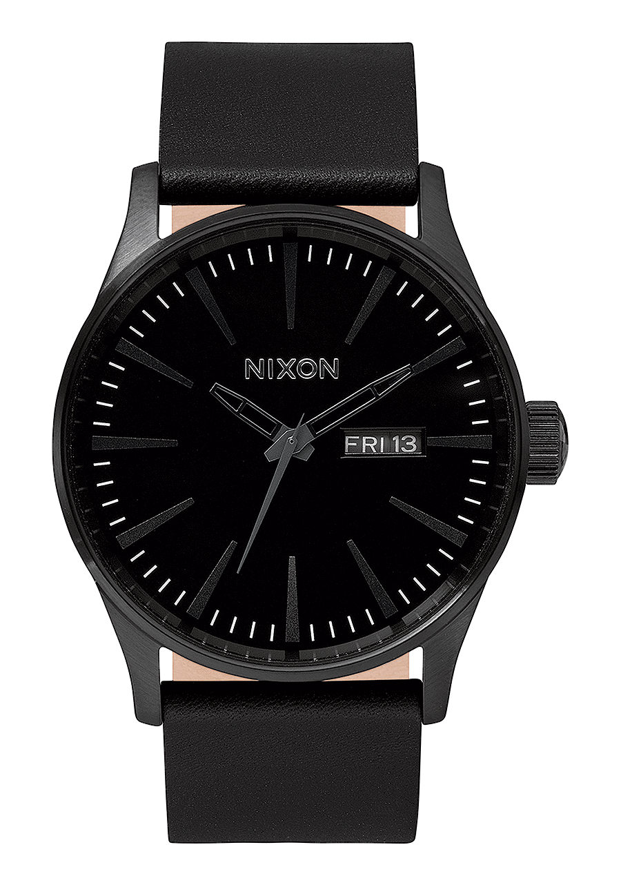 NIXON Sentry Leather Black Dial and Black Leather 42mm Men's Watch