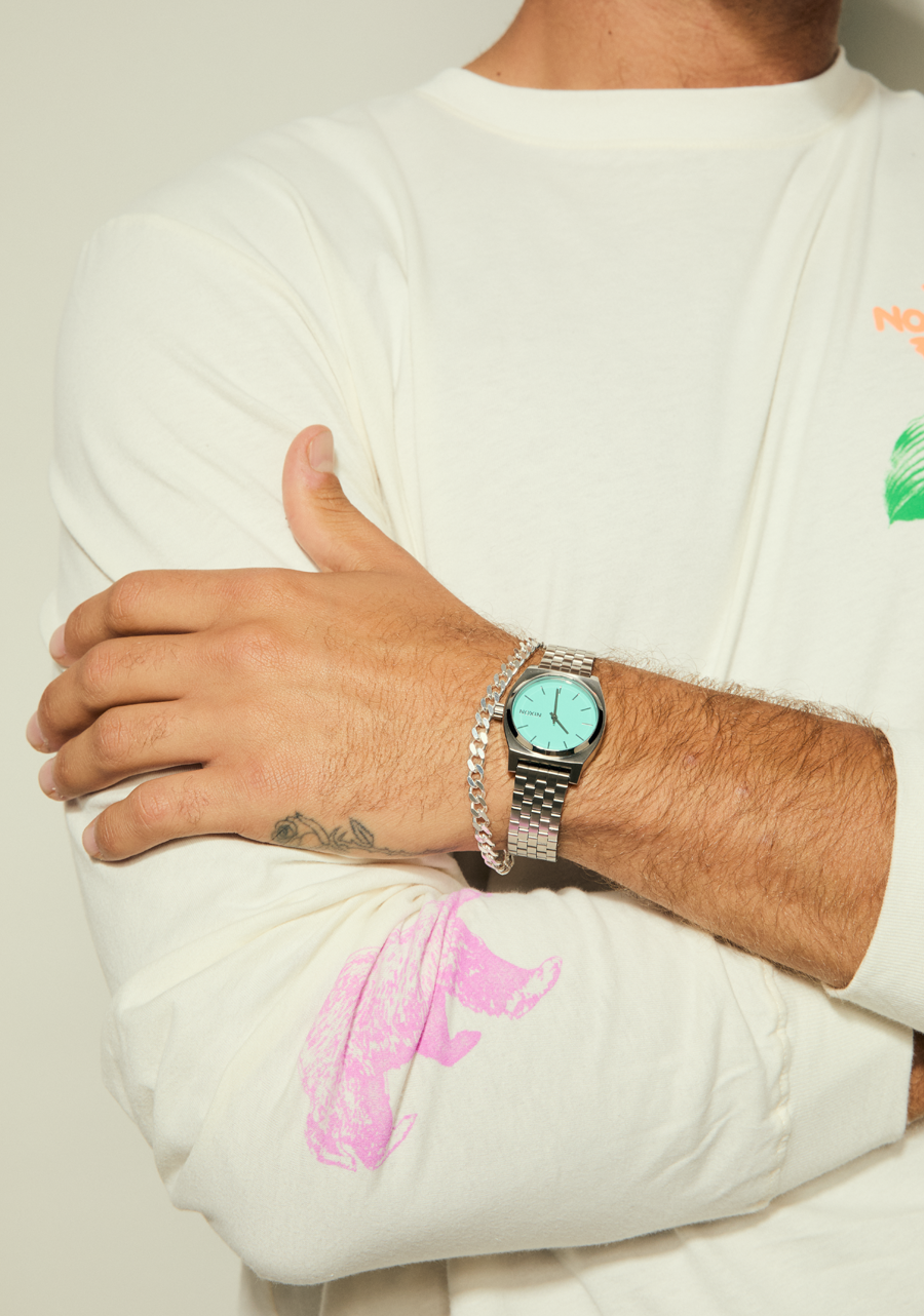 NIXON Medium Time Teller - Silver Turquoise Unisex Watch | A11302084-00