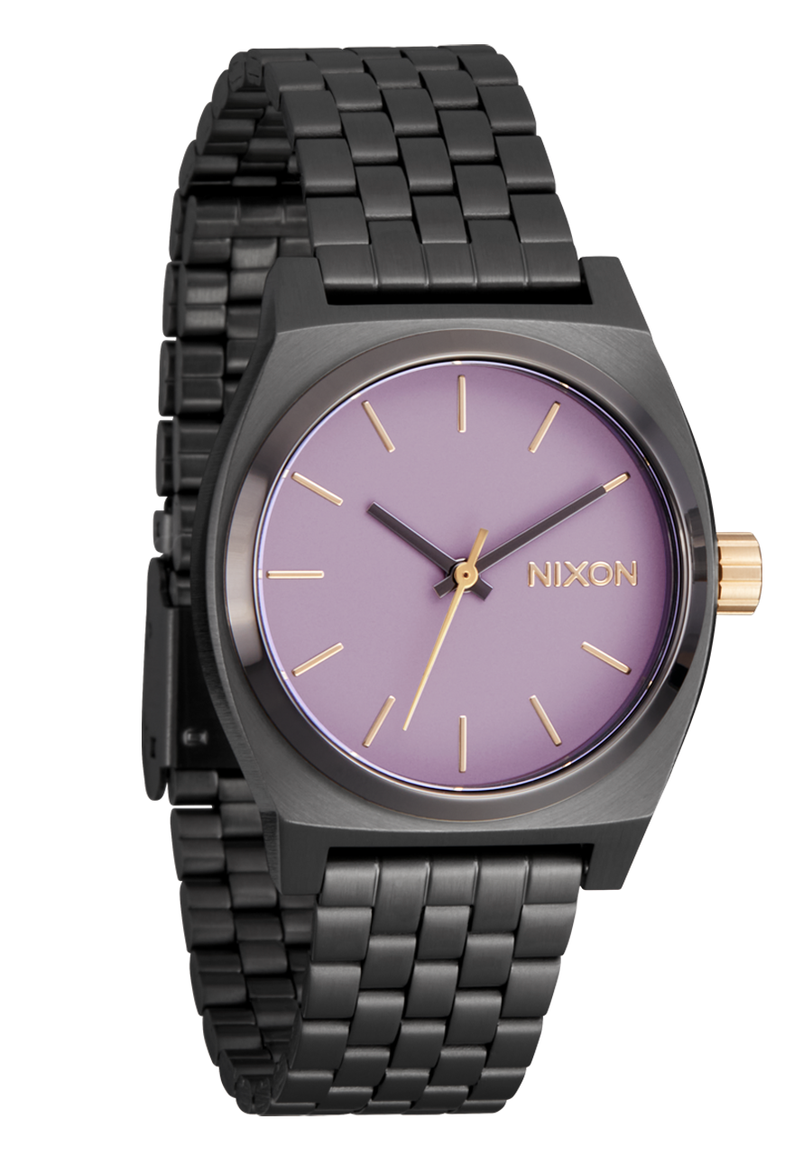 NIXON Medium Time Teller - Gunmetal Lavender Gold Unisex Watch | A11305271-00