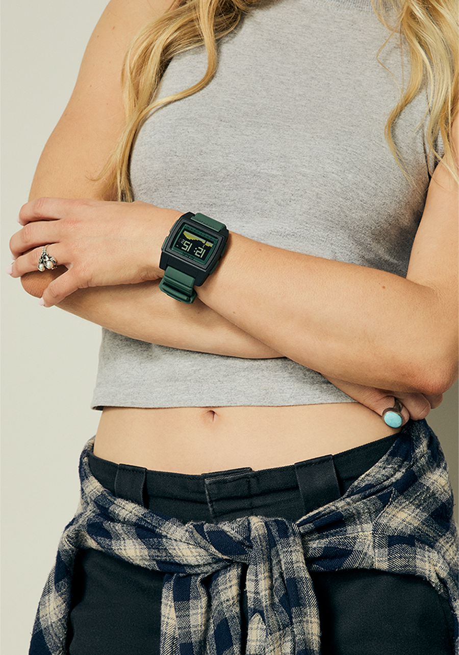 NIXON Base Tide Pro Black / Sage Men's Surf Watch | A13075364-00