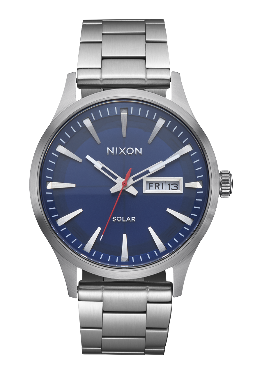 NIXON Sentry Solar Sunray Dial and Silver Steel Bracelet 42mm Men's Watch