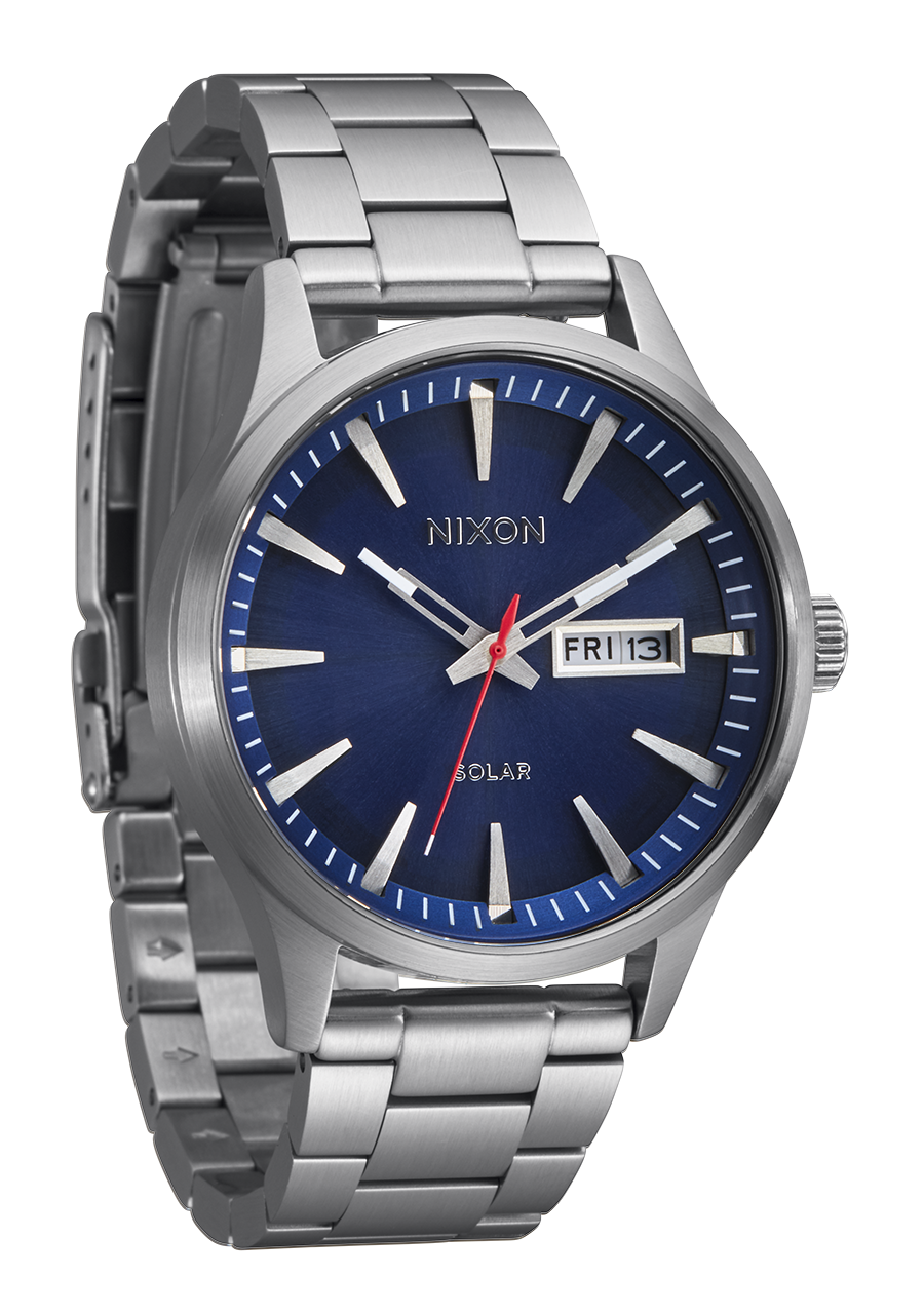 NIXON Sentry Solar Sunray Dial and Silver Steel Bracelet 42mm Men's Watch - view 2