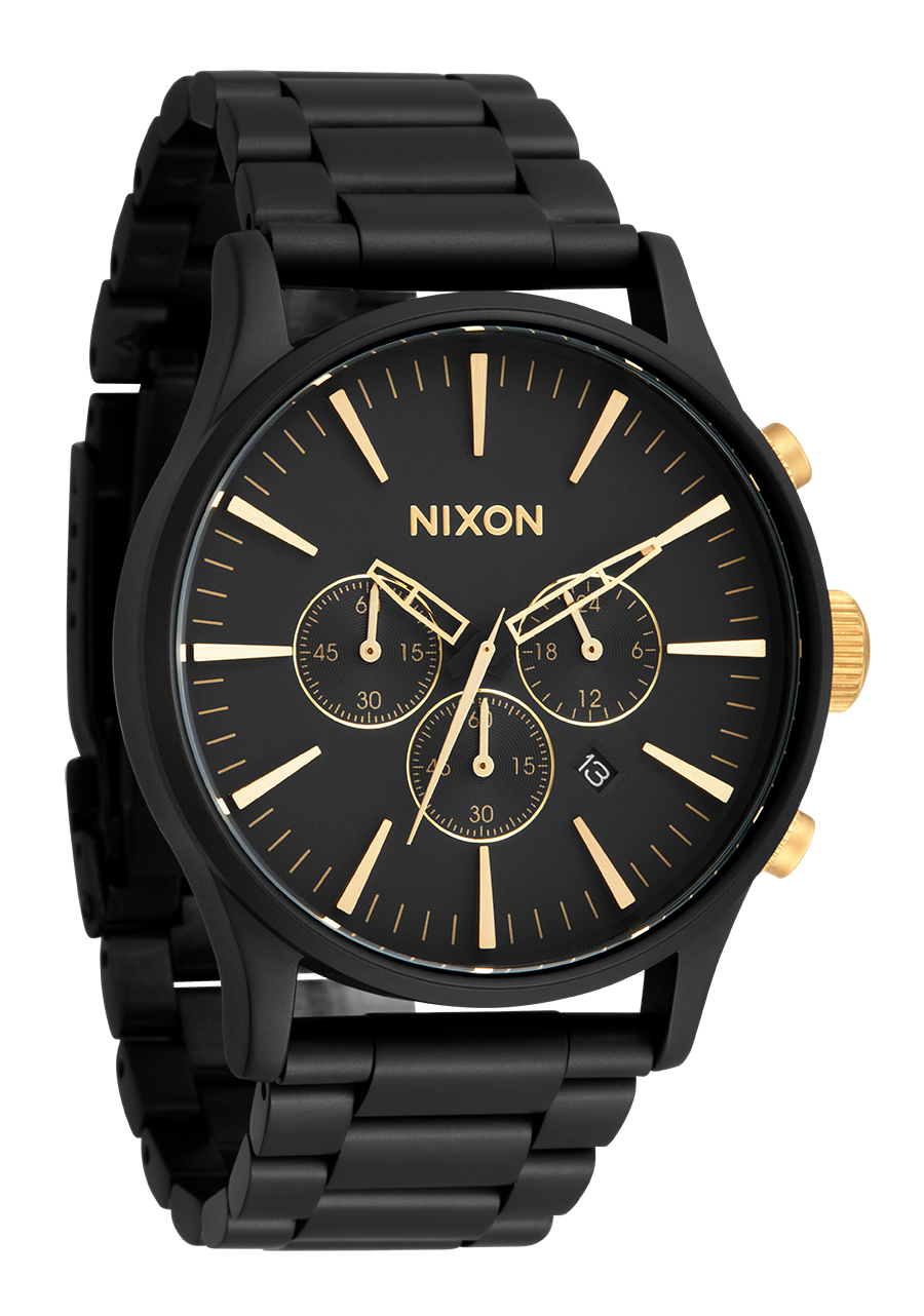 NIXON Sentry Chrono - Matte Black Gold Unisex Watch | A13901041-00