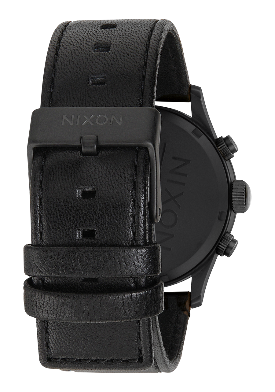 NIXON Sentry Chrono Leather - Matte Black  Gold Black Unisex Watch | A13913088-00