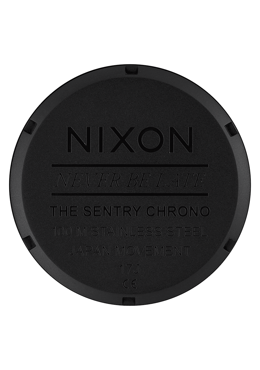 NIXON Sentry Chrono Leather - Matte Black  Gold Black Unisex Watch | A13913088-00