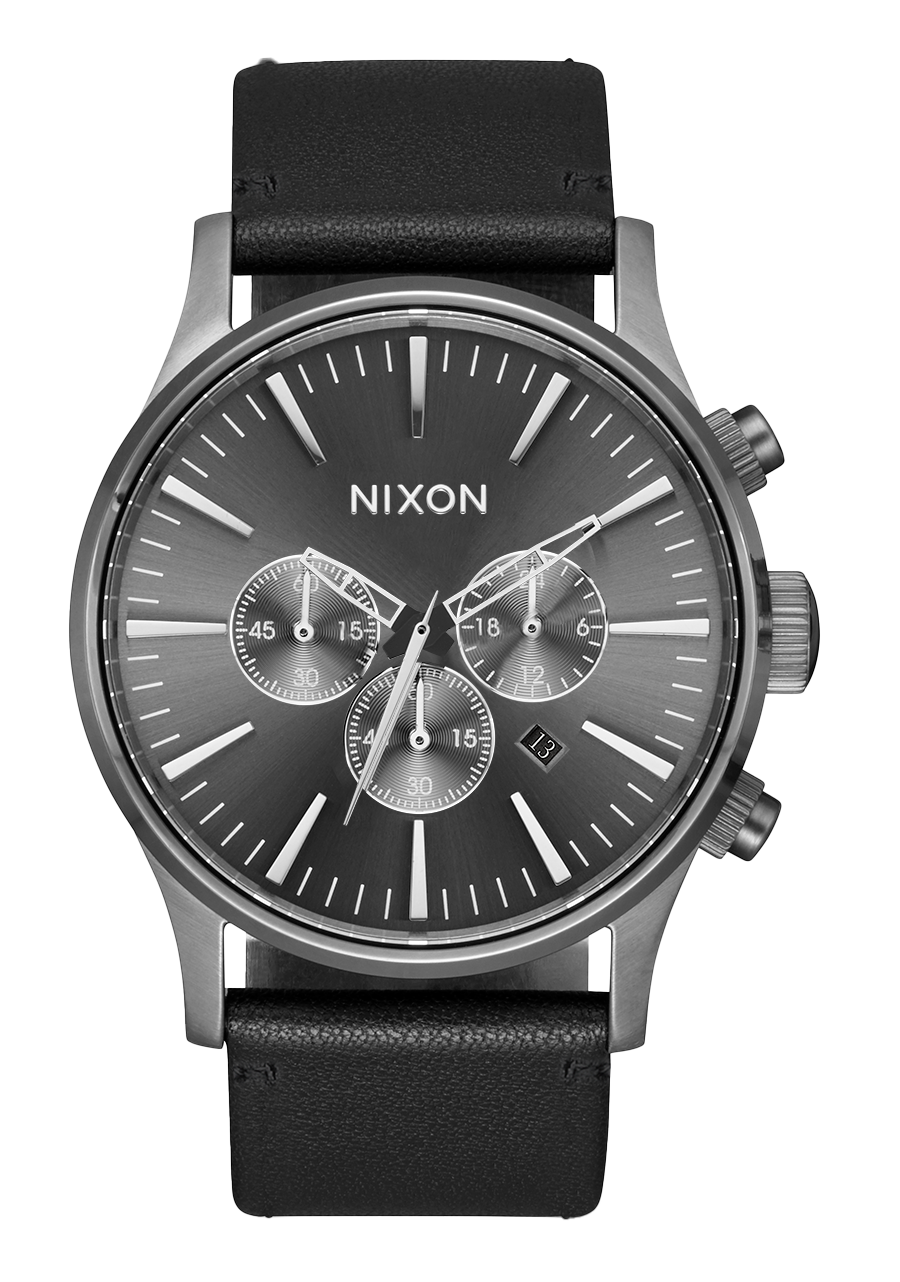 NIXON Sentry Chrono Leather - All Gunmetal Black Unisex Watch | A1391680-00
