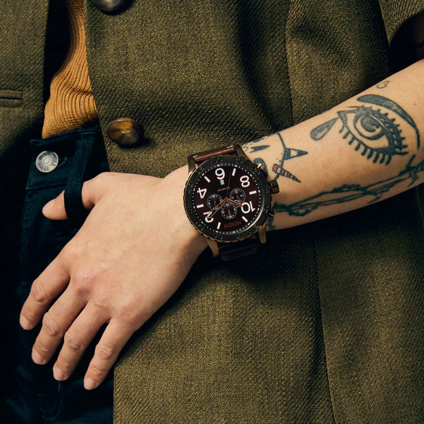 NIXON 51-30 Brown Dial Chronograph Leather Men’s Watch | A13925240-00