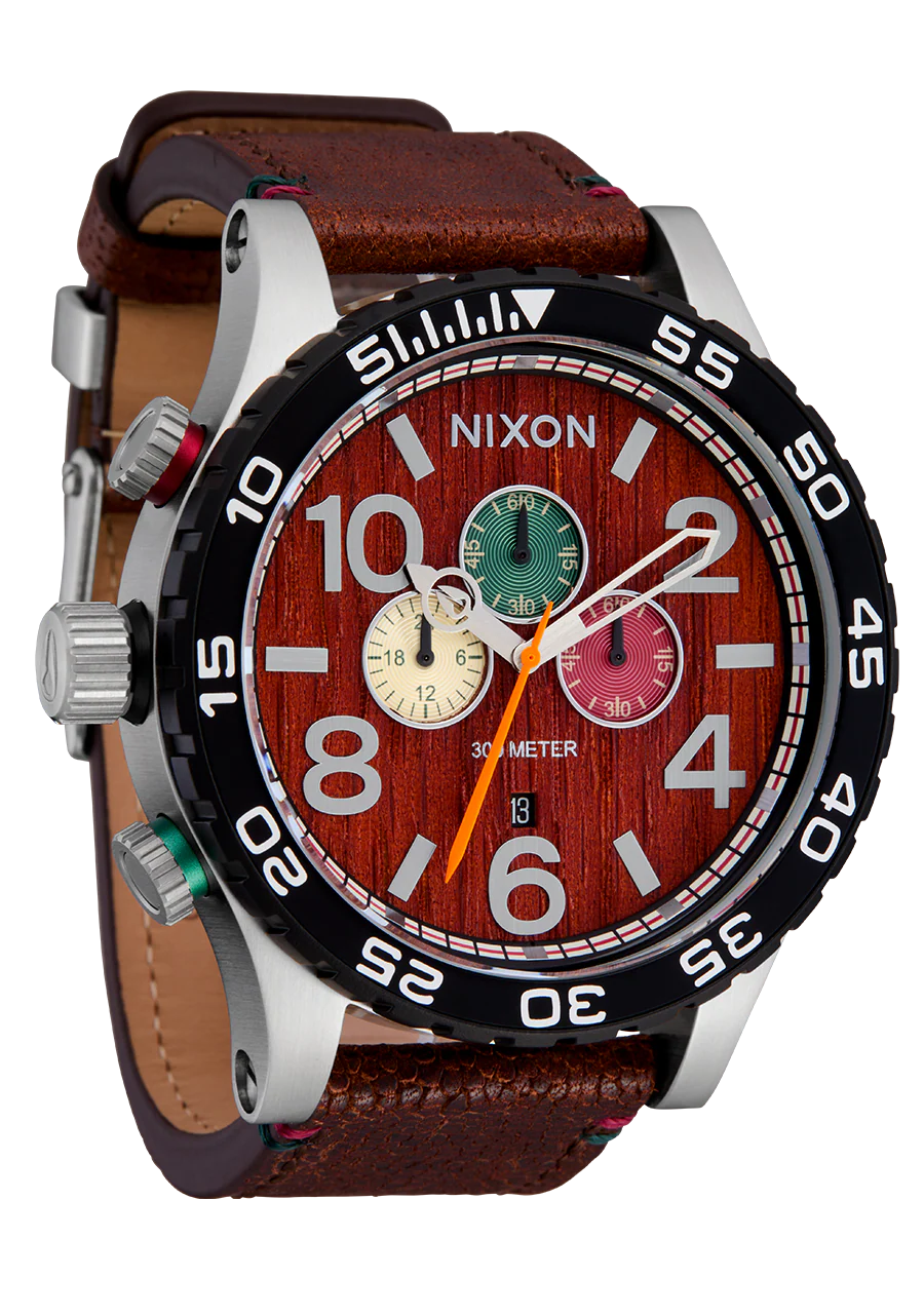 NIXON 51-30 Silver Dial Chronograph Leather Men’s Watch | A13925341-00